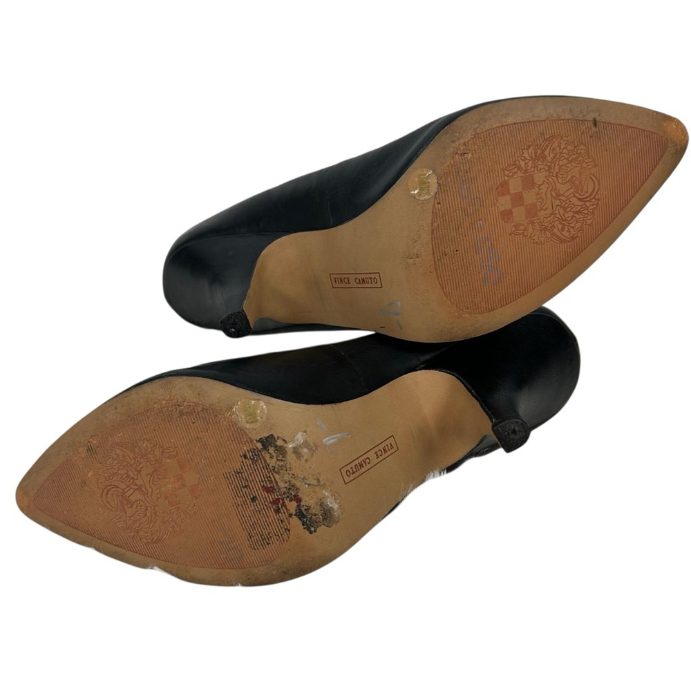 Vince Camuto Vickiy Pump Heel Womens 6.5 Black Leather Pointed Toe Formal Office - Picture 9 of 13